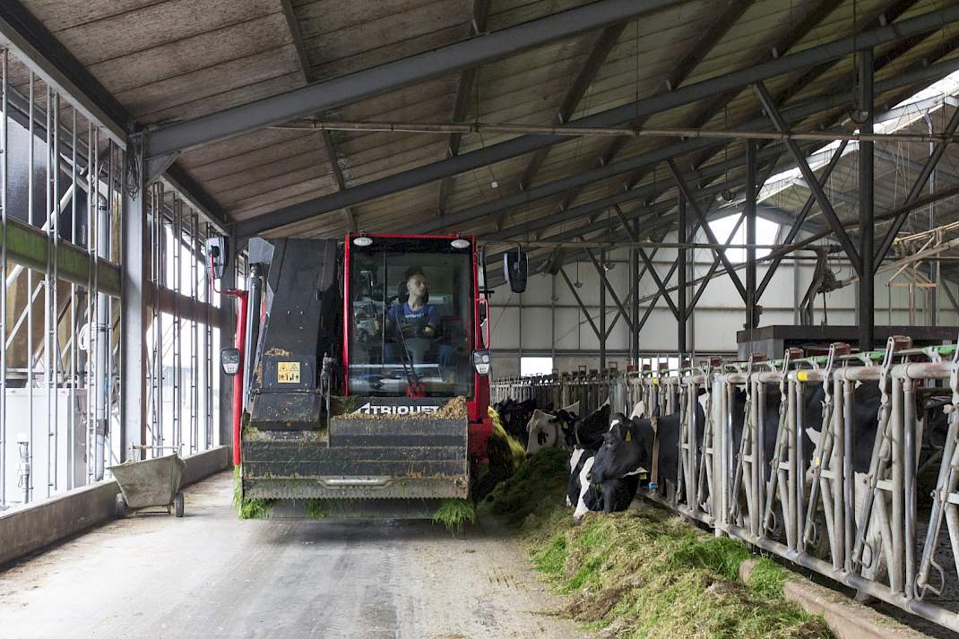 Zelfrijzende voermengwagen bij Gezino Engberts - NPB