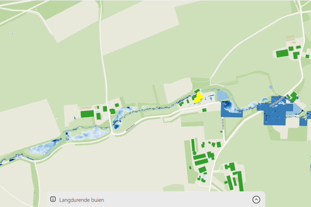 Kaart uit de klimaatstresstest van Noordoost-Twente met Dal van de Mosbeek uitgevoerd in 2019.