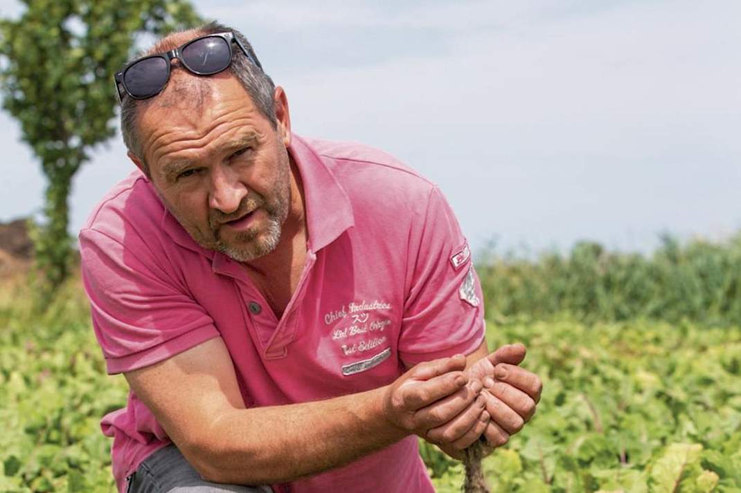 De teelt van Jan Stouten uit het Zeeuwse Oosterland is compleet afhankelijk van regen, die het dikwijls lang laat afweten.