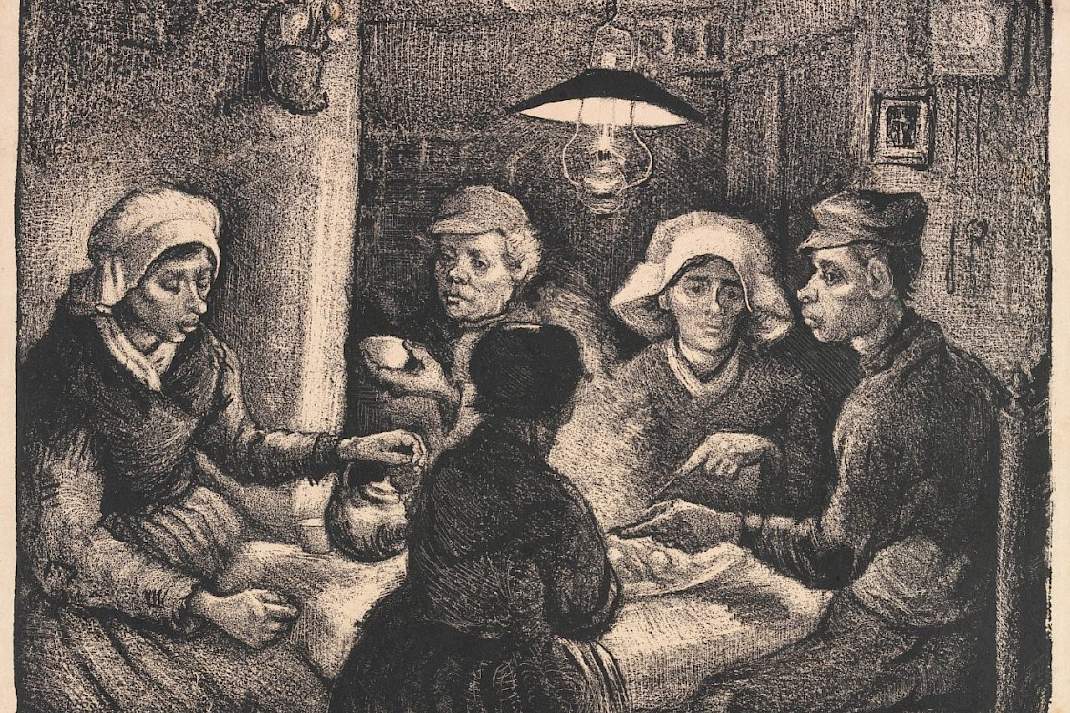 Schilderij de aardappeleters van Vincent van Gogh.