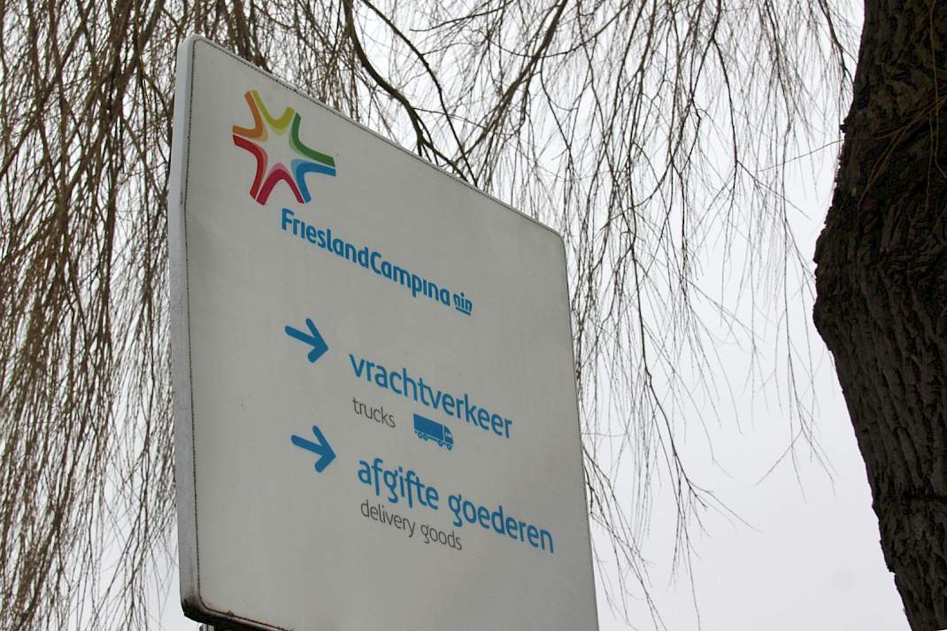 Bord voor bezoekers FrieslandCampina