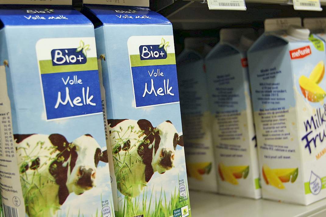Biologische melk in de supermarkt